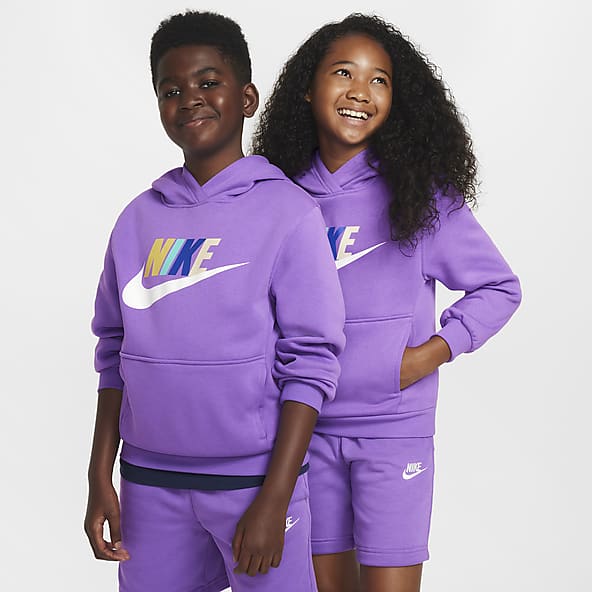 Boys Purple Hooded Club Fleece. Nike